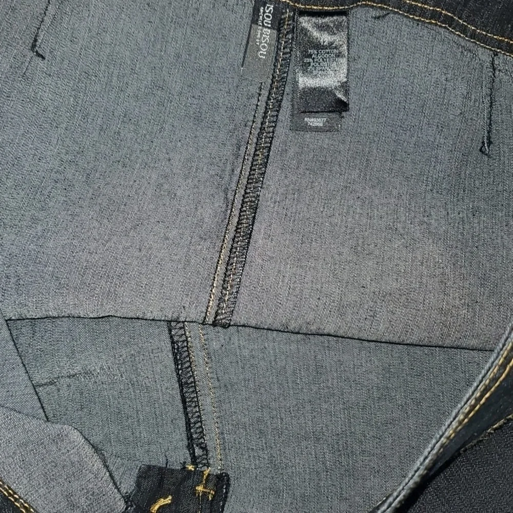 BisouBisou skirt women's size 12 black false pockets trendy denim mini skirt - Picture 11 of 16